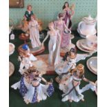 A collection of nine various figurines, to include: Jane Eyre, Catherine, Jane Austen's Emma,
