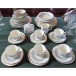 A part-Royal Doulton dinner and tea service, Counterpoint pattern, comprising: dinner plates,