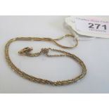 A two coloured fancy rope link necklace, stamped 585, 45cm long, 3.6g.