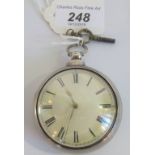 A hallmarked cased Verge fob watch, Birmingham 1857.