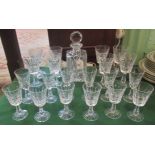 A suite of Waterford crystal, comprising: decanter and stopper and twenty port,
