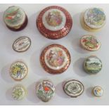 A collection of twelve porcelain and enamel boxes, to include Halcyon Days.