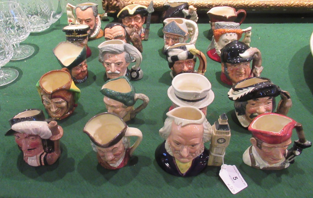 A collection of twenty Royal Doulton character jugs, to include: John Doulton, Auld Mac, Blacksmith,