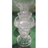 Four pieces of Waterford crystal glass, to include: pedestal fruit bowl, two vases and a lamp base.
