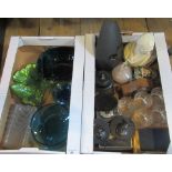 Two boxes containing a quantity of miscellaneous china, glass and other decorative items.