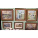 Wintz, a pair of oak framed and glazed prints, harbour scenes,