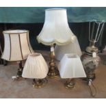 Five various table lamps.