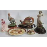A collection of miscellaneous china, to include: Capodimonte pheasant, Nao figurine,