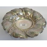 A hallmarked silver dish, marks rubbed, approximately 11 ounces.