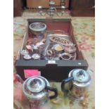 A box containing a large quantity of miscellaneous silver plate.