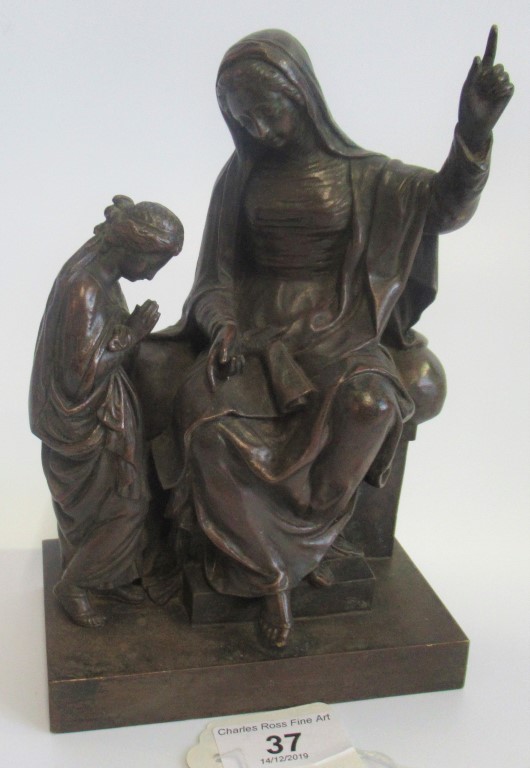 A late 19th/early 20th century bronze figural group of a religious subject,