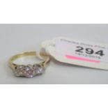 A three stone half-hoop diamond ring,