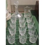 A suite of Waterford crystal, comprising: ship's decanter and stopper,