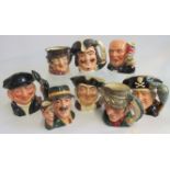 A collection of eight Royal Doulton character jugs, to include: The Poacher, Captain Henry Morgan,