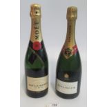 A bottle of Moet and Chandon Champagne, together with bottle of Bollinger, each 75cl.