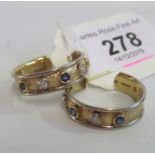 A pair of sapphire and diamond hoop earrings,