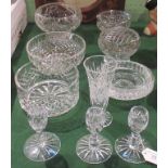 A collection of ten various pieces of Waterford crystal, to include: fruit bowls, rose bowls,