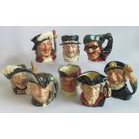 A collection of eight Royal Doulton character jugs, comprising: Porthos, Dick Turpin,