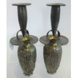 A pair of Arts & Crafts pewter candlesticks, no.