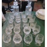 A collection of glassware, to include: two decanters,