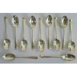 A collection of eleven hallmarked teaspoons, London 1929, approximately 9 ounces.