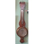 An Edwardian mahogany and shell inlaid banjo barometer.