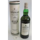 A bottle of Laphroaig 10 year old Single Islay Malt Scotch Whisky, 1 litre bottle, 43% vol.
