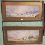 Thomas Sidney, a pair of 19th century framed and glazed watercolours of coastal scenes, Kynance,