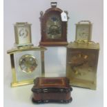 An Acctim bell strike mantle clock, together with two further contemporary mantle clocks,
