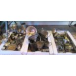 Three boxes containing a large quantity of miscellaneous silver plate and metalwares,