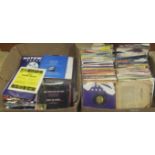 Two boxes containing a large quantity of 45 rpm records, to include: Hazel O'Connor, ELO,