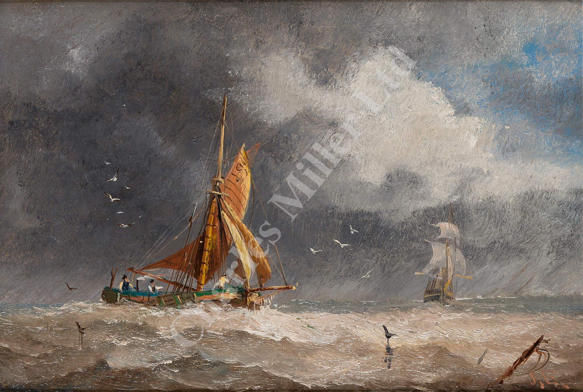 ENGLISH SCHOOL, CIRCA 1870 Studies of barges at sea