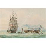 ATTRIBUTED TO NICHOLAS POCOCK (BRITISH, 1740-1821) 'San Fiorenzo' & La 'Piemontaise' off Ceylon,