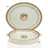 AN EARLY VICTORIAN CHINESE EXPORT ARMORIAL PLATTER FOR THE HONOURABLE EAST INDIA COMPANY