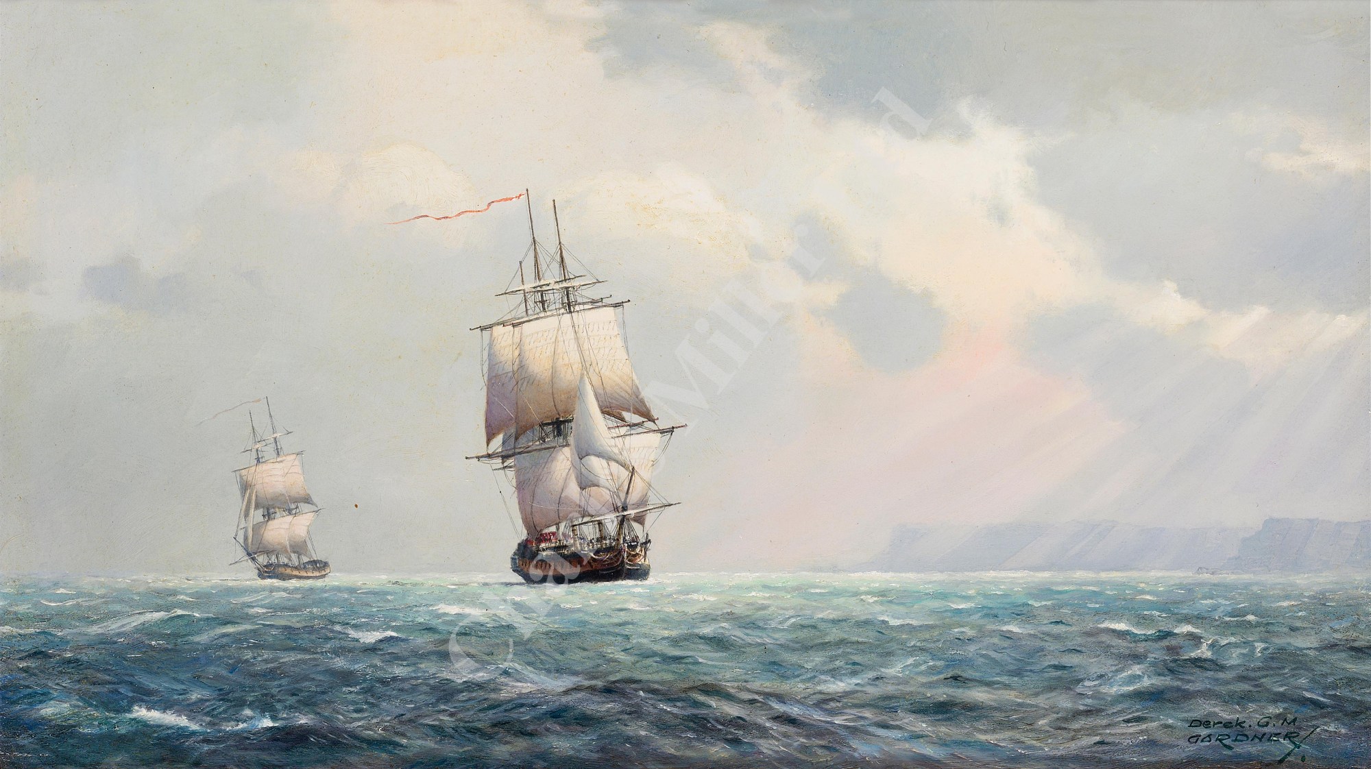 δ DEREK G.M. GARDNER (BRITISH, 1914-2007) 'Galatea' & 'Sylph' in company off Belle-Ile,