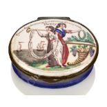 A BILSTONWARE PATCH BOX CELEBRATING THE PEACE OF AMIENS, CIRCA 1803