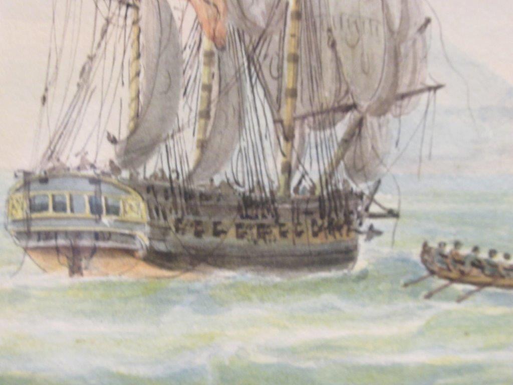 ATTRIBUTED TO NICHOLAS POCOCK (BRITISH, 1740-1821) 'San Fiorenzo' & La 'Piemontaise' off Ceylon, - Image 4 of 8