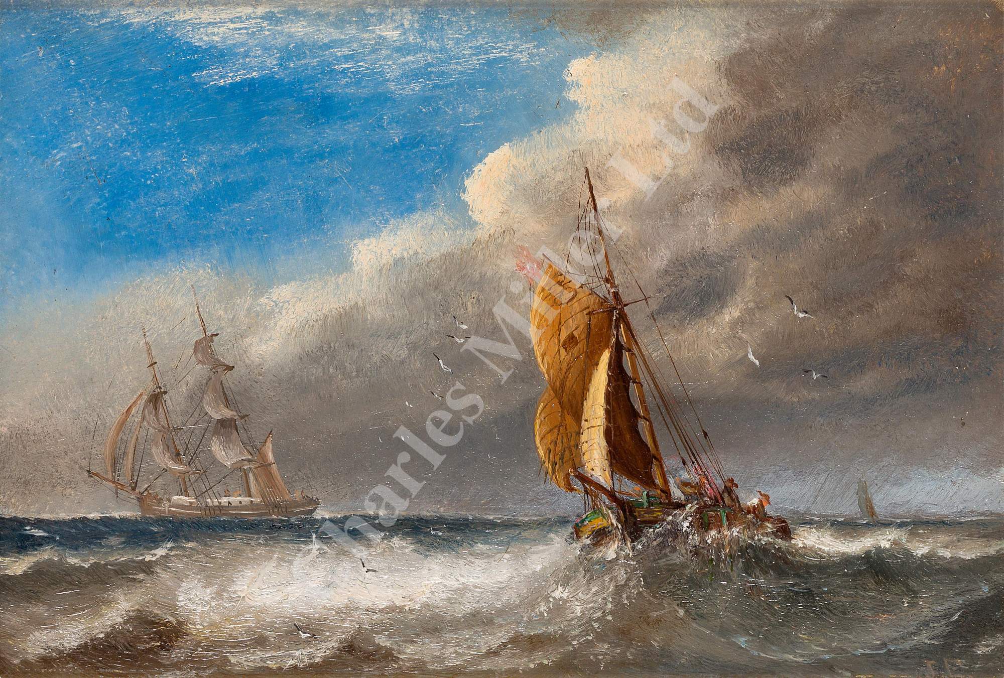 ENGLISH SCHOOL, CIRCA 1870 Studies of barges at sea - Image 2 of 6