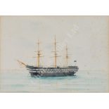 W.H. BRICE (EARLY 20TH CENTURY) Study of a two-decker, possibly H.M.S. 'Neptune'