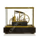 A FINELY CONSTRUCTED MINIATURE GILT-BRASS STATIONARY ENGINE OF CIRCA 1820, modelled by A.M. Tyrer