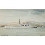 δ ERIC TUFNELL (BRITISH, 1888-1978) H.M.S. 'King George V' lying at Faslane