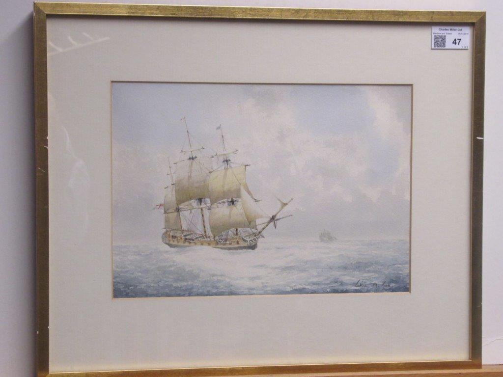 δ WILLIAM M BALL (BRITISH, 1923-2008) Studies of Napoleonic Frigates - Image 2 of 7