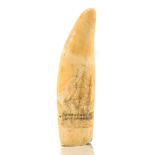 Ø 19TH CENTURY SAILOR DECORATED SCRIMSHAW WHALE'S TOOTH