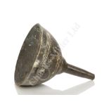 † A PEWTER WINE FUNNEL RECOVERED FROM THE ASSOCIATION, WRECKED OFF THE ISLES OF SCILLY, 1707