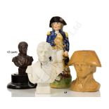 A 19TH CENTURY PARIANWARE BUST OF NELSON BY ROBINSON & LEADBEATER, & 2 Nelson jugs