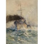 ARTHUR BRISCOE (BRITISH, 1873-1943) The Destroyer H.M.S. 'Ursula' (F01) at full speed