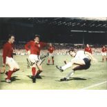 Martin Peters 1966 Football. Two signed items nice 12 x 8 colour World Cup photo and 1966 World