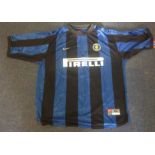 Roberto Baggio signed Internazionale No 10 shirt signature on back of shirt on the number. Roberto