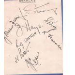 Vintage football autographs. 1950s Burnley signed album page includes Harry Potts, Geroge Bray, J