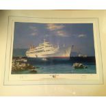 Canberra signed colour print. Signed by Captain David Hannah and the artist Colin Verity. Numbered